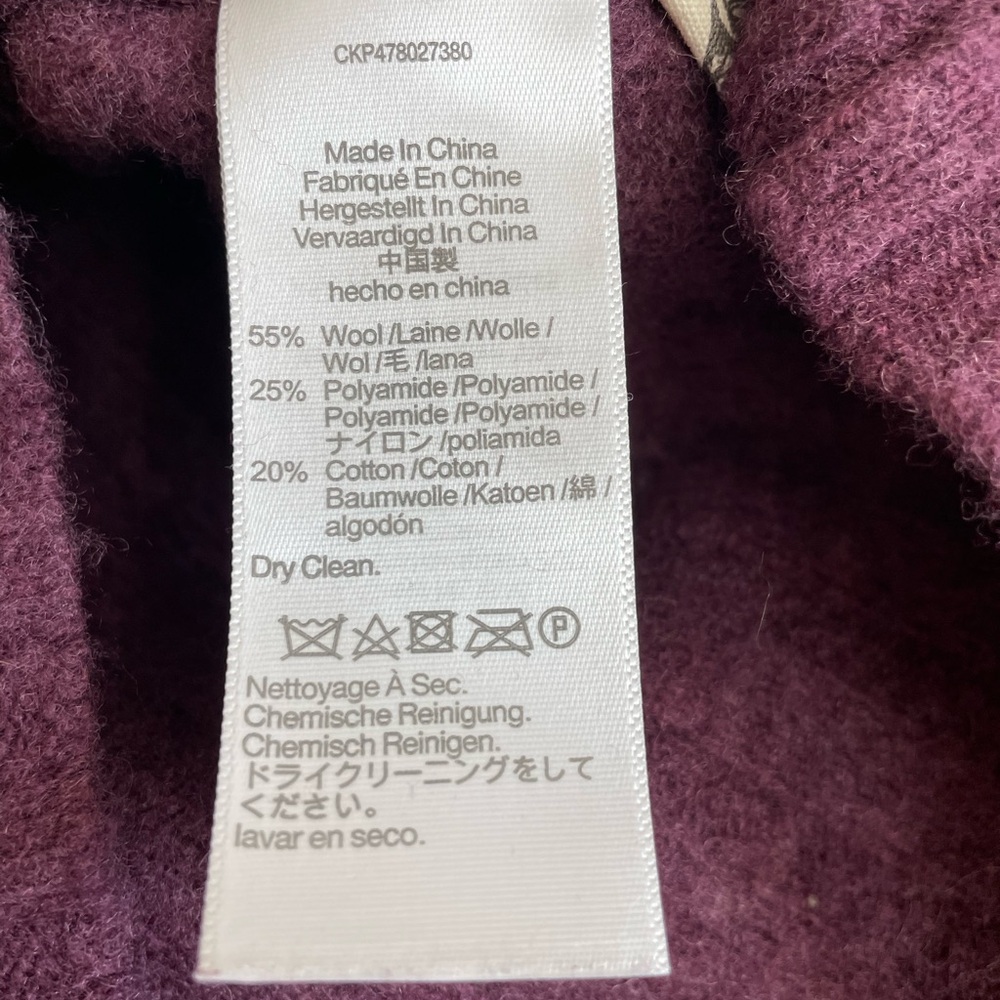 Madewell Wool Blend Mock Neck Cropped Sweater Plum Purple Ribbed - Picture 11 of 11